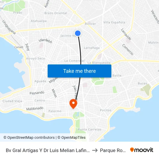Bv Gral Artigas Y Dr Luis Melian Lafinur to Parque Rodó map