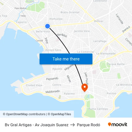Bv Gral Artigas - Av Joaquin Suarez to Parque Rodó map