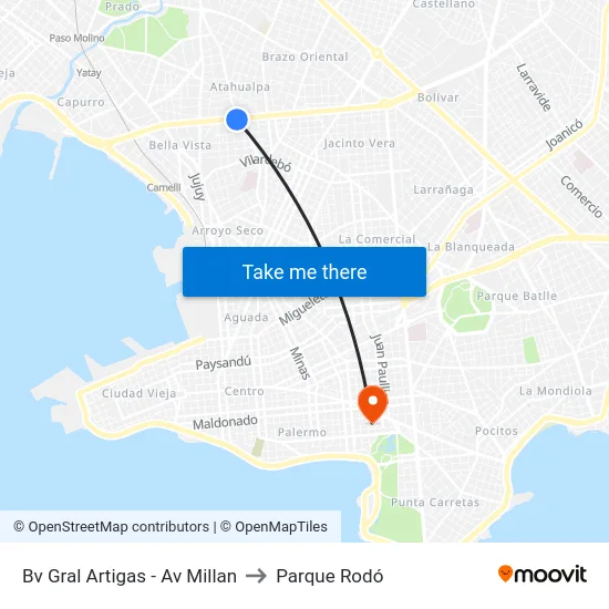 Bv Gral Artigas - Av Millan to Parque Rodó map