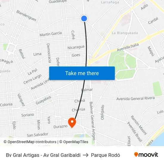 Bv Gral Artigas - Av Gral Garibaldi to Parque Rodó map