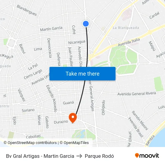 Bv Gral Artigas - Martin Garcia to Parque Rodó map