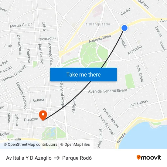 Av Italia Y D Azeglio to Parque Rodó map