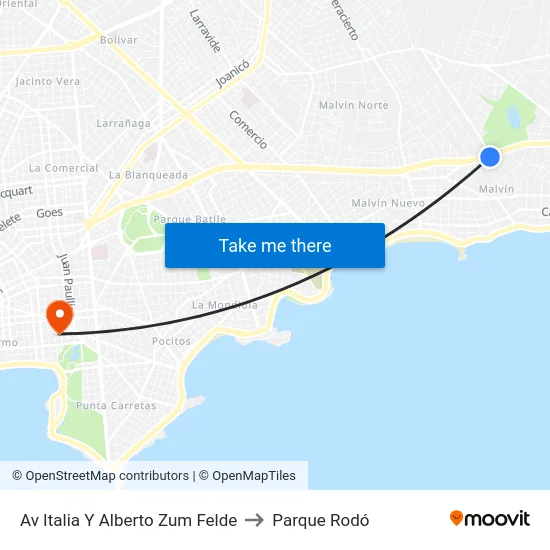 Av Italia Y Alberto Zum Felde to Parque Rodó map