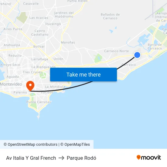 Av Italia Y Gral French to Parque Rodó map