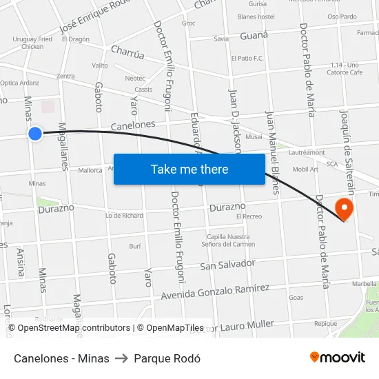 Canelones - Minas to Parque Rodó map