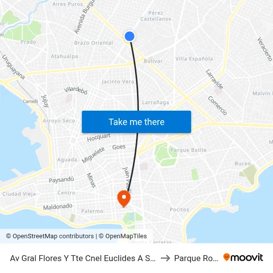 Av Gral Flores Y Tte Cnel Euclides A Salari to Parque Rodó map