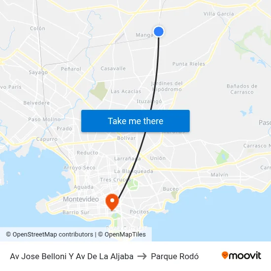 Av Jose Belloni Y Av De La Aljaba to Parque Rodó map