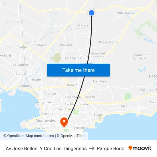 Av Jose Belloni Y Cno Los Tangerinos to Parque Rodó map