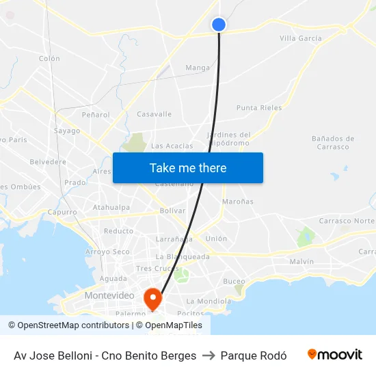 Av Jose Belloni - Cno Benito Berges to Parque Rodó map