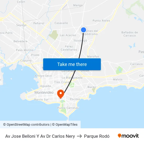 Av Jose Belloni Y Av Dr Carlos Nery to Parque Rodó map