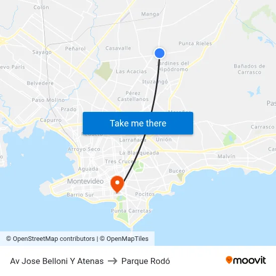 Av Jose Belloni Y Atenas to Parque Rodó map