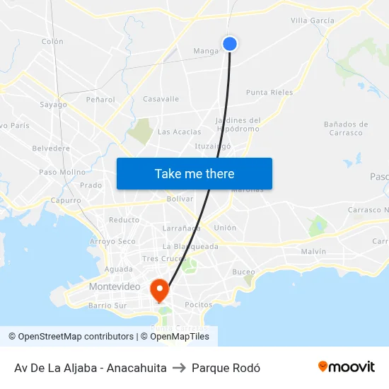 Av De La Aljaba - Anacahuita to Parque Rodó map