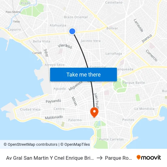 Av Gral San Martin Y Cnel Enrique Brito to Parque Rodó map