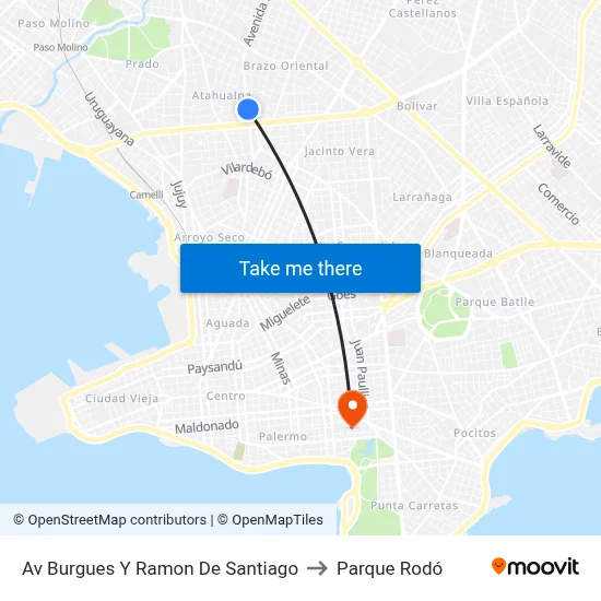 Av Burgues Y Ramon De Santiago to Parque Rodó map