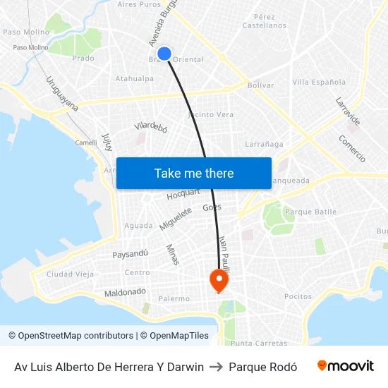 Av Luis Alberto De Herrera Y Darwin to Parque Rodó map