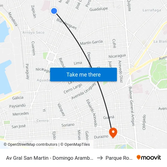 Av Gral San Martin - Domingo Aramburu to Parque Rodó map
