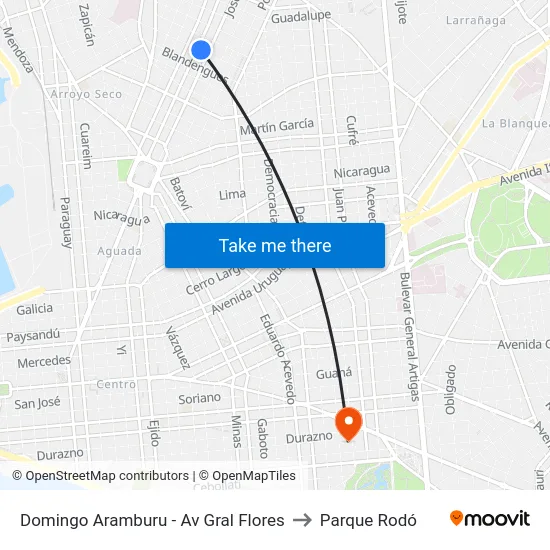 Domingo Aramburu - Av Gral Flores to Parque Rodó map
