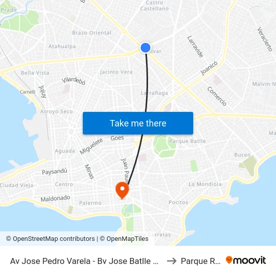 Av Jose Pedro Varela - Bv Jose Batlle Y Ordoñez to Parque Rodó map