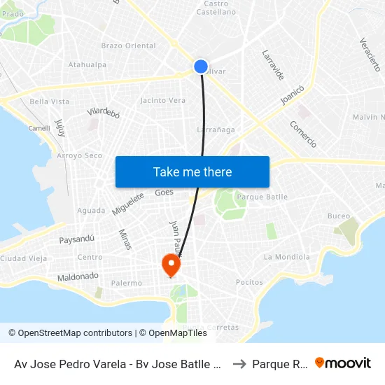 Av Jose Pedro Varela - Bv Jose Batlle Y Ordoñez to Parque Rodó map