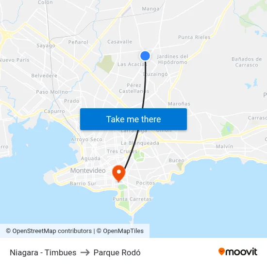 Niagara - Timbues to Parque Rodó map