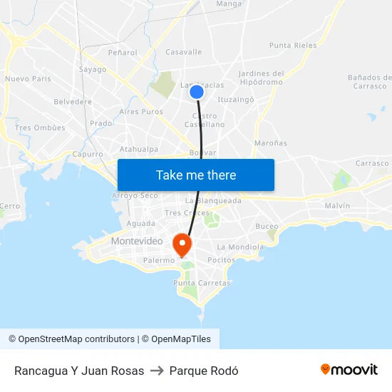 Rancagua Y Juan Rosas to Parque Rodó map