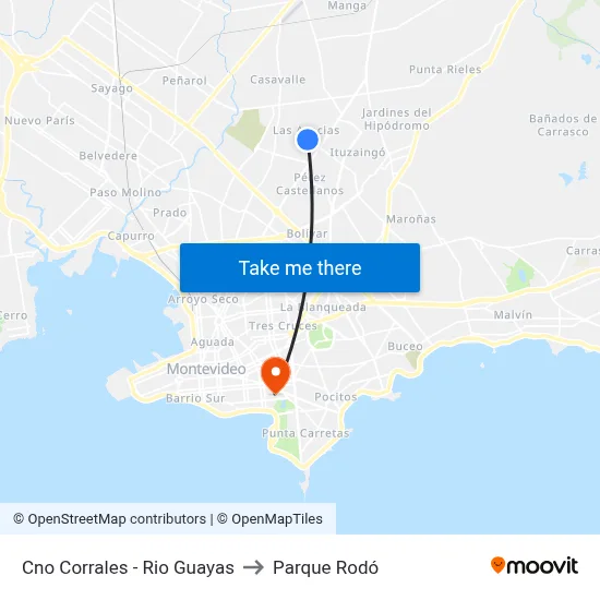 Cno Corrales - Rio Guayas to Parque Rodó map