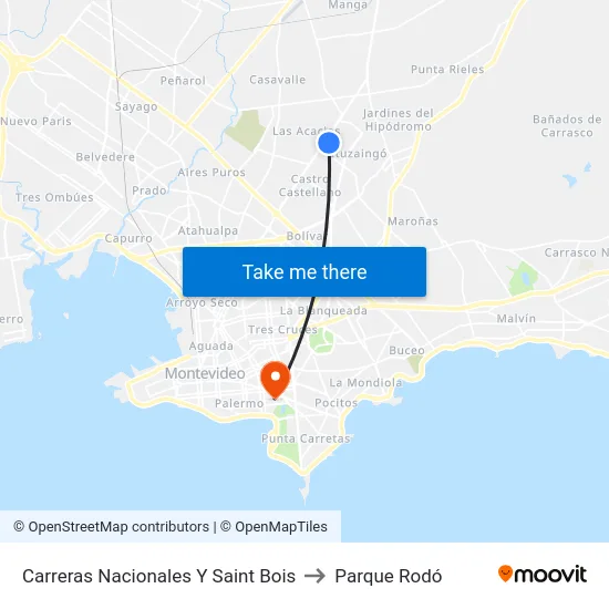 Carreras Nacionales Y Saint Bois to Parque Rodó map