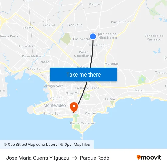 Jose Maria Guerra Y Iguazu to Parque Rodó map