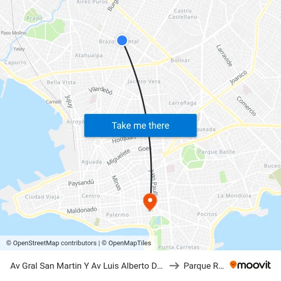 Av Gral San Martin Y Av Luis Alberto De Herrera to Parque Rodó map