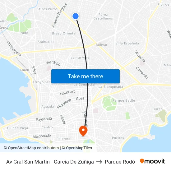 Av Gral San Martin - Garcia De Zuñiga to Parque Rodó map