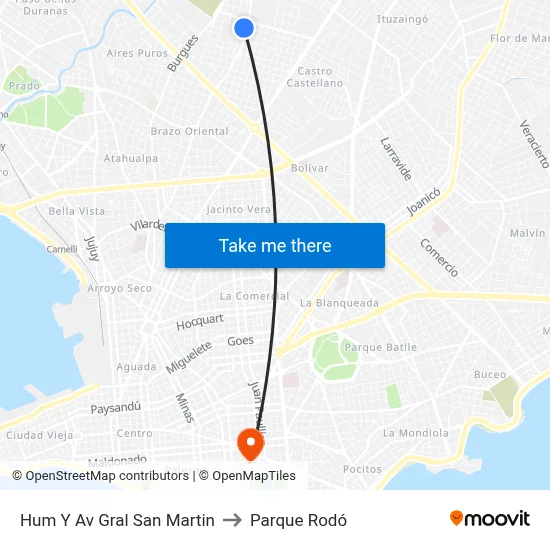 Hum Y Av Gral San Martin to Parque Rodó map
