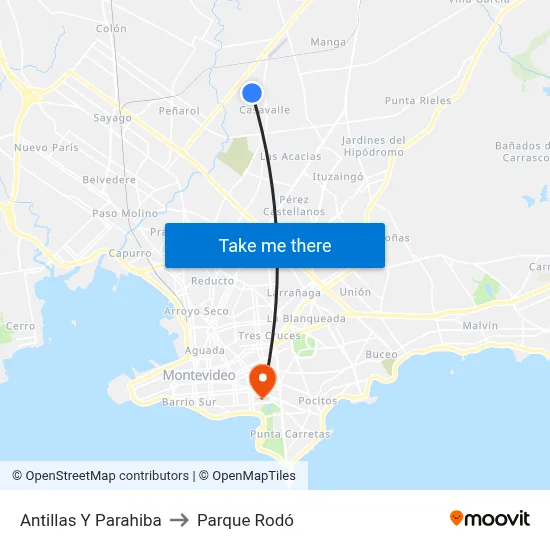 Antillas Y Parahiba to Parque Rodó map
