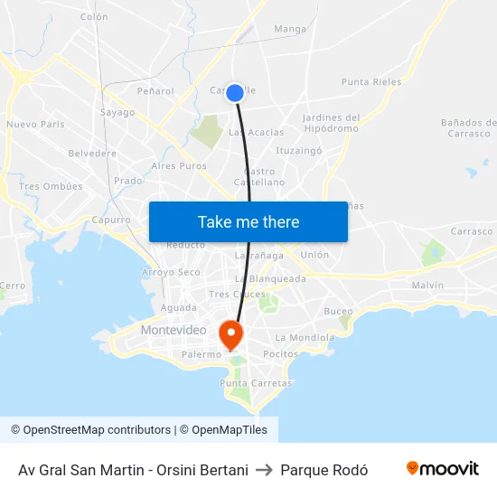 Av Gral San Martin - Orsini Bertani to Parque Rodó map