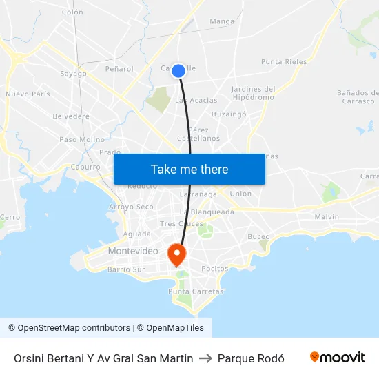 Orsini Bertani Y Av Gral San Martin to Parque Rodó map