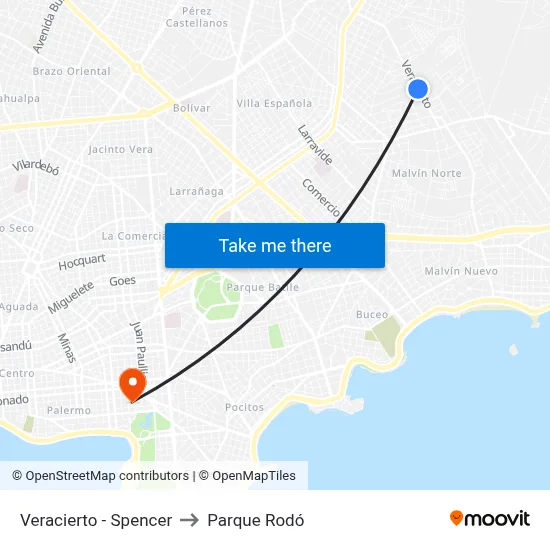 Veracierto - Spencer to Parque Rodó map