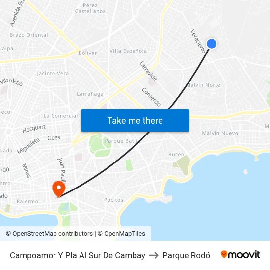 Campoamor Y Pla Al Sur De Cambay to Parque Rodó map
