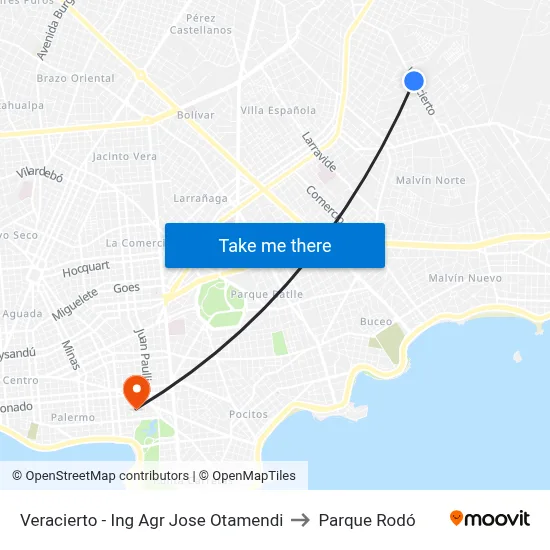 Veracierto - Ing Agr Jose Otamendi to Parque Rodó map