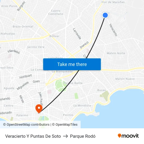 Veracierto Y Puntas De Soto to Parque Rodó map