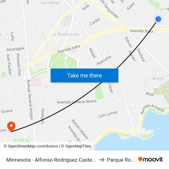Minnesota - Alfonso Rodriguez Castelao to Parque Rodó map