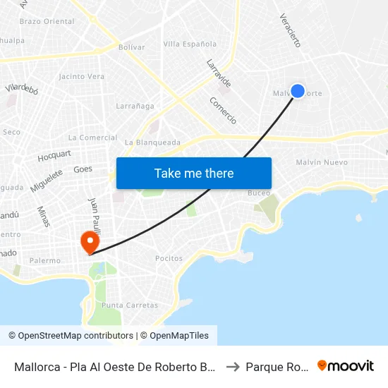 Mallorca - Pla Al Oeste De Roberto Berro to Parque Rodó map
