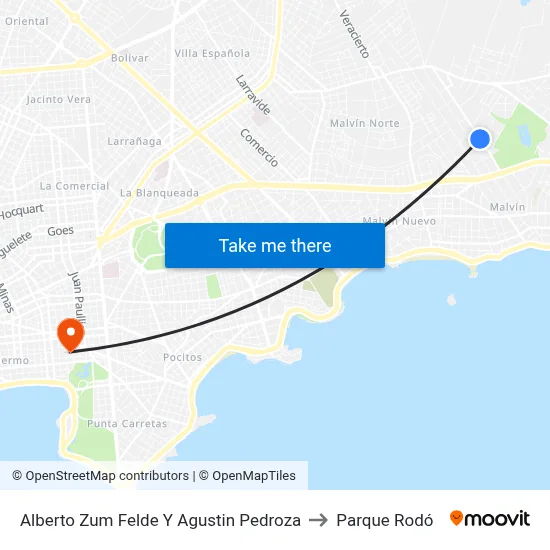 Alberto Zum Felde Y Agustin Pedroza to Parque Rodó map