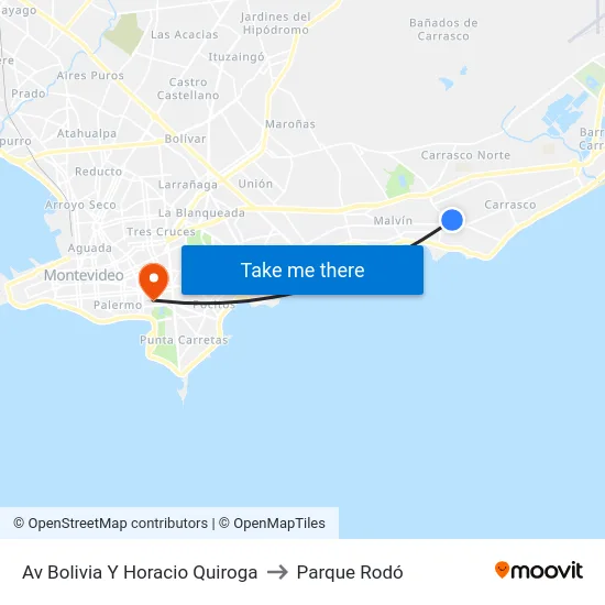 Av Bolivia Y Horacio Quiroga to Parque Rodó map