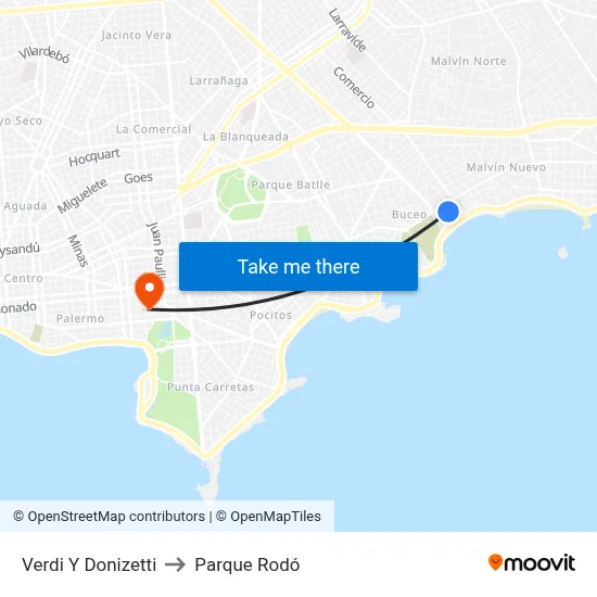 Verdi Y Donizetti to Parque Rodó map