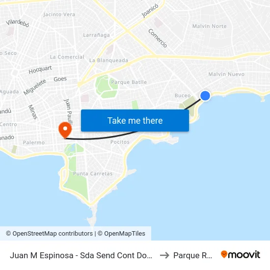 Juan M Espinosa - Sda Send Cont Donizetti to Parque Rodó map