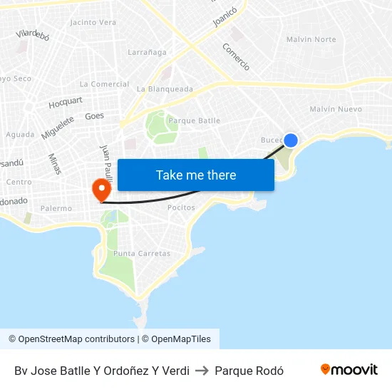 Bv Jose Batlle Y Ordoñez Y Verdi to Parque Rodó map