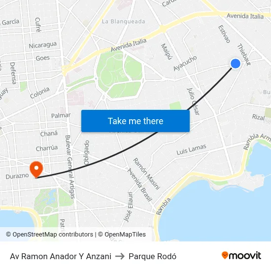 Av Ramon Anador Y Anzani to Parque Rodó map