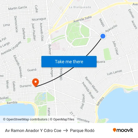 Av Ramon Anador Y Cdro Coe to Parque Rodó map