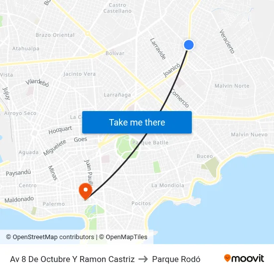 Av 8 De Octubre Y Ramon Castriz to Parque Rodó map