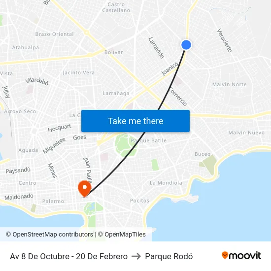 Av 8 De Octubre - 20 De Febrero to Parque Rodó map
