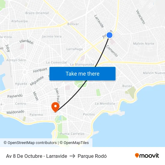 Av 8 De Octubre - Larravide to Parque Rodó map